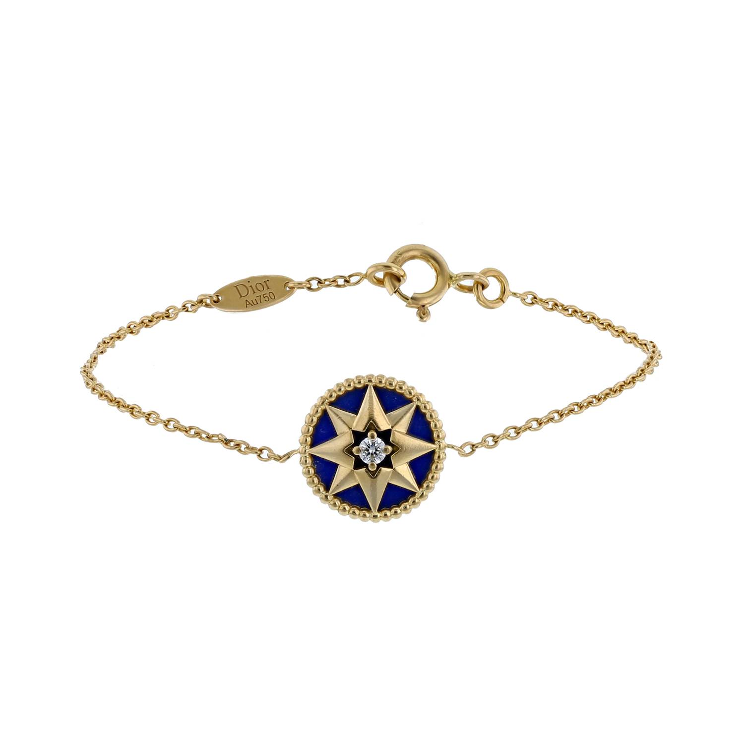 bracelet dior rose des vents en or jaune, lapis-lazuli et diamant