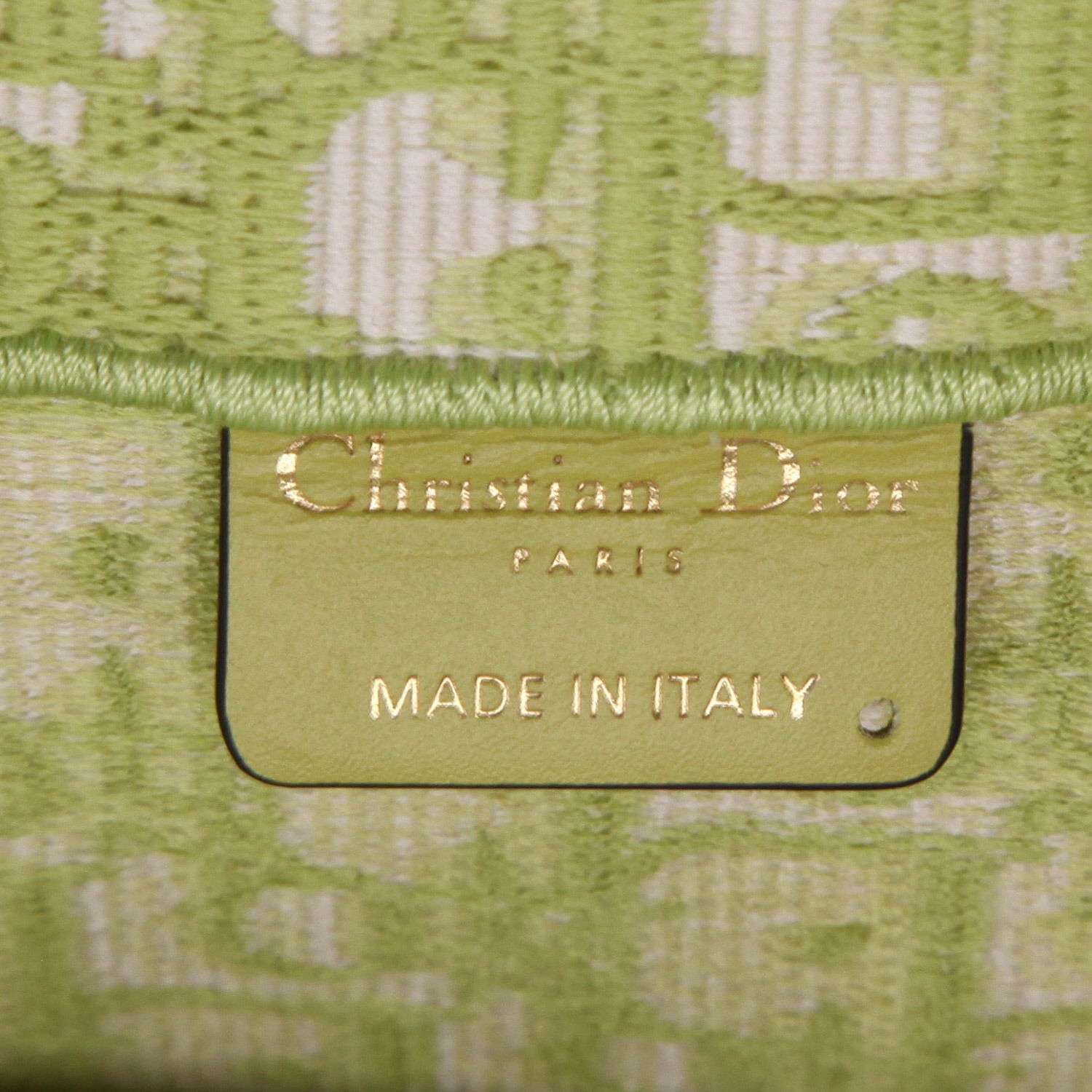 Dior  Book Tote shopping bag  in green and beige monogram canvas Oblique - Detail D2