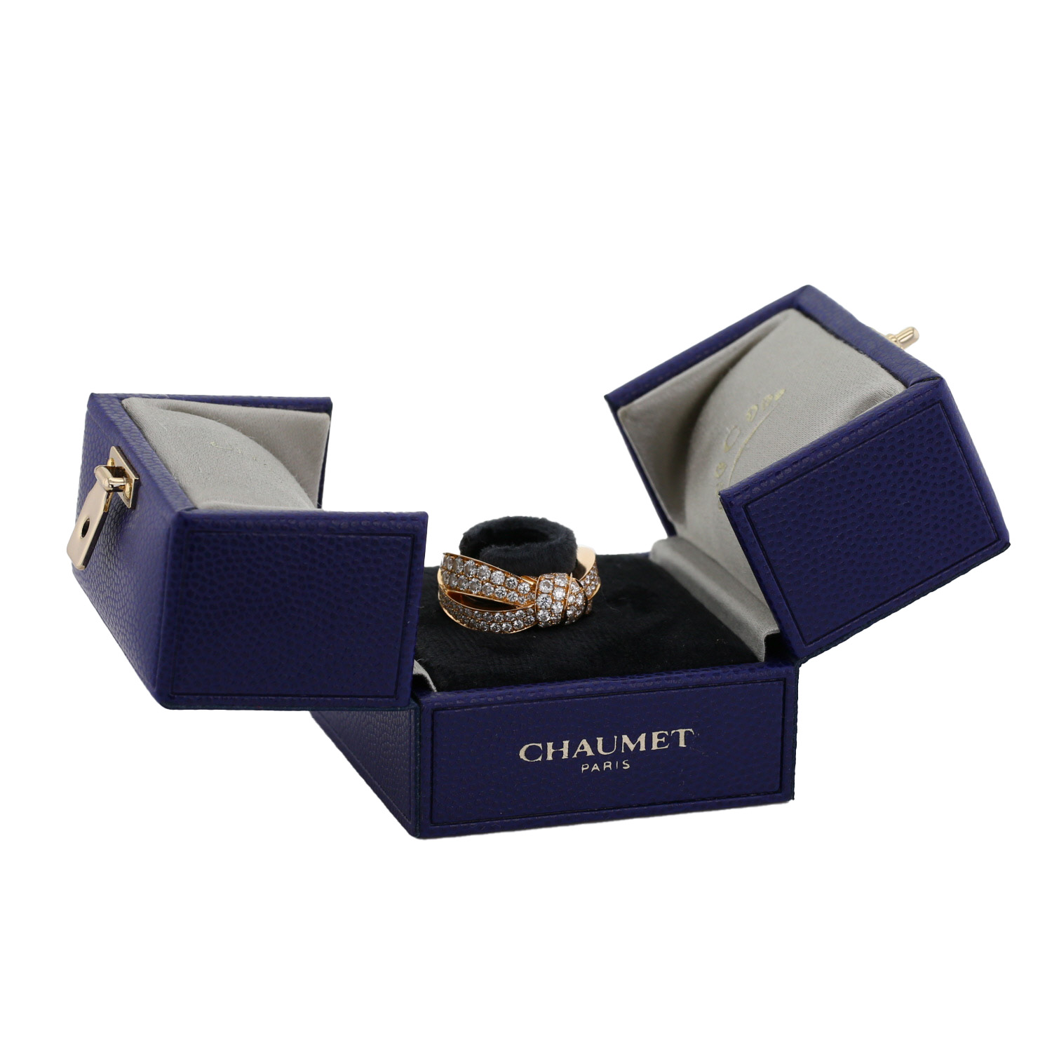 Chaumet Jeux de Liens ring in pink gold and diamonds - Detail D2