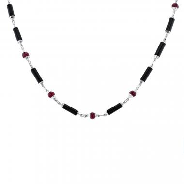 Collar Cartier Le Baiser du Dragon de oro blanco, ónix y rubíes de diamantes