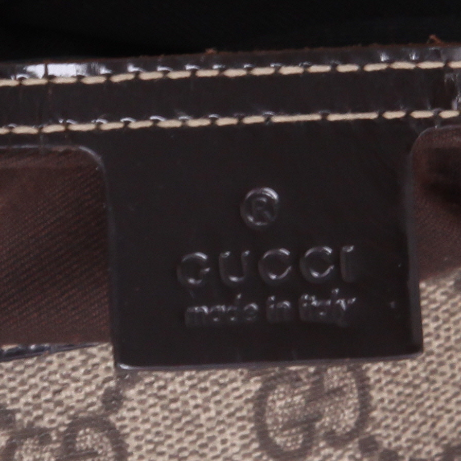 Bolso de mano Gucci  Boston Vintage en tejido "sûpreme GG" y cuero marrón - Detail D2