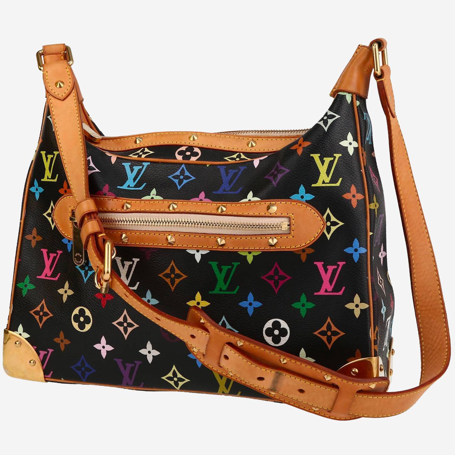 Bolso de mano Louis Vuitton  Boulogne modelo pequeño  en lona Monogram revestida multicolor y negra y cuero natural