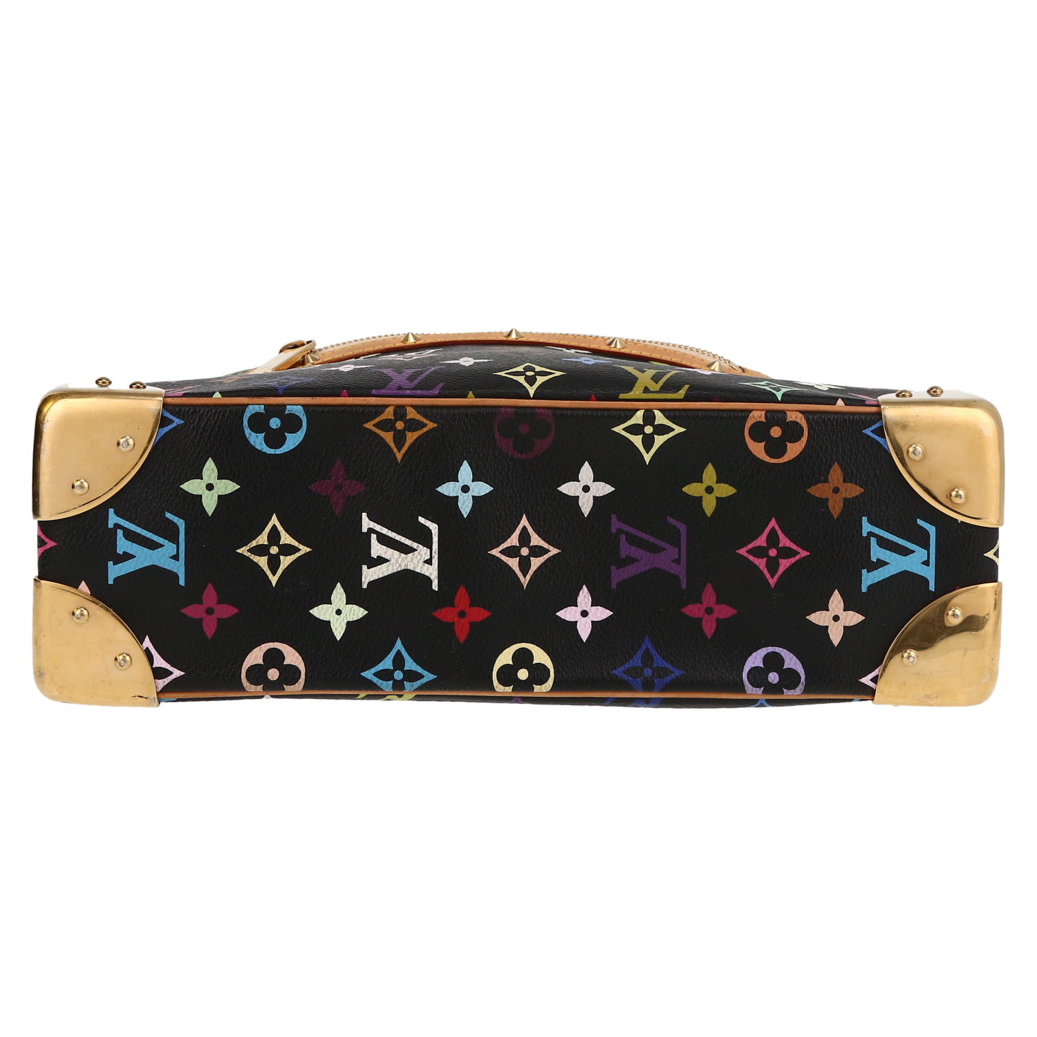 Bolso de mano Louis Vuitton  Boulogne modelo pequeño  en lona Monogram revestida multicolor y negra y cuero natural - Detail D1