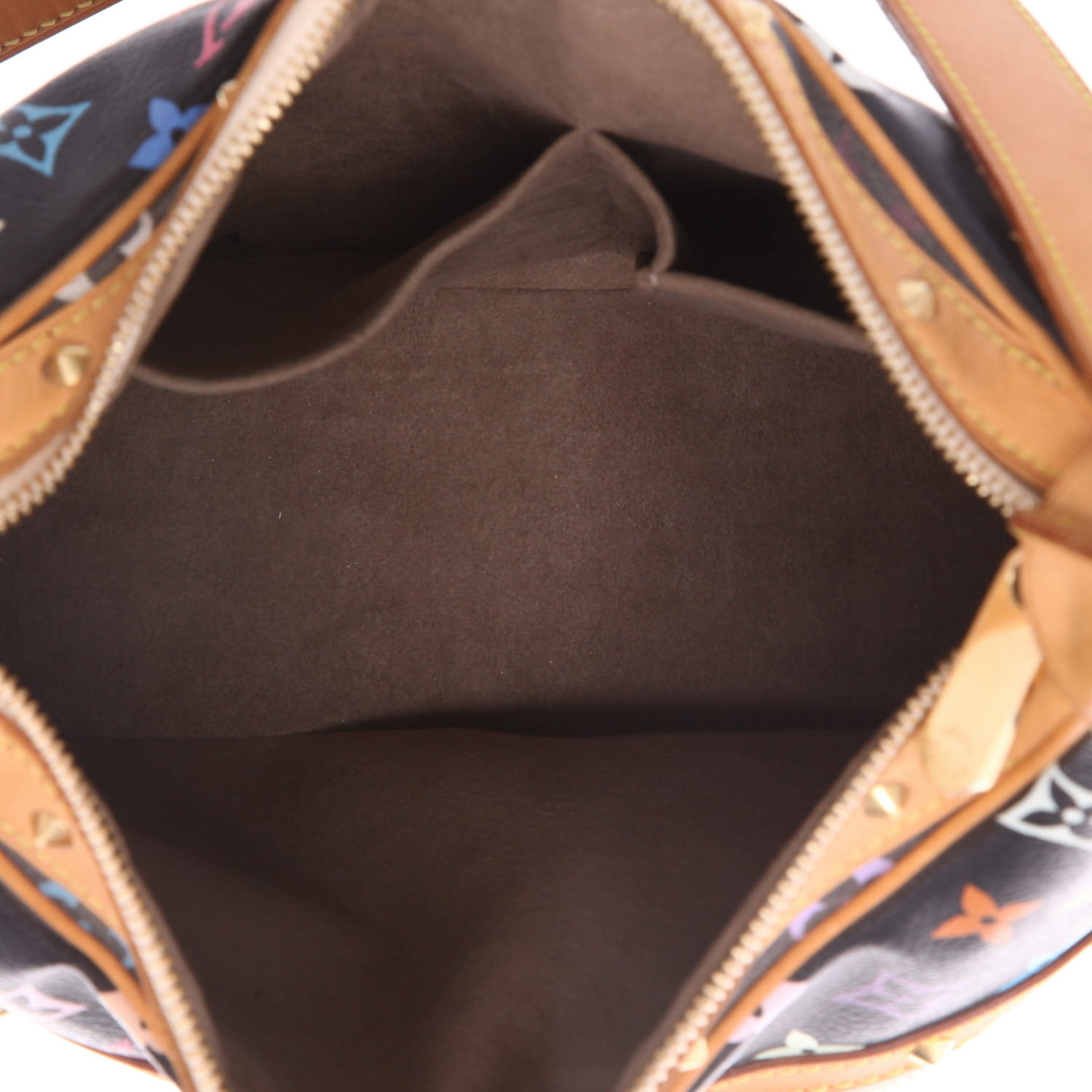 Sac à main Louis Vuitton  Boulogne petit modèle  en toile monogram enduite multicolore et noire et cuir naturel - Detail D3