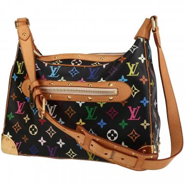 Borsa Louis Vuitton  Boulogne modello piccolo  in tela monogram cerata multicolore e nera e pelle naturale