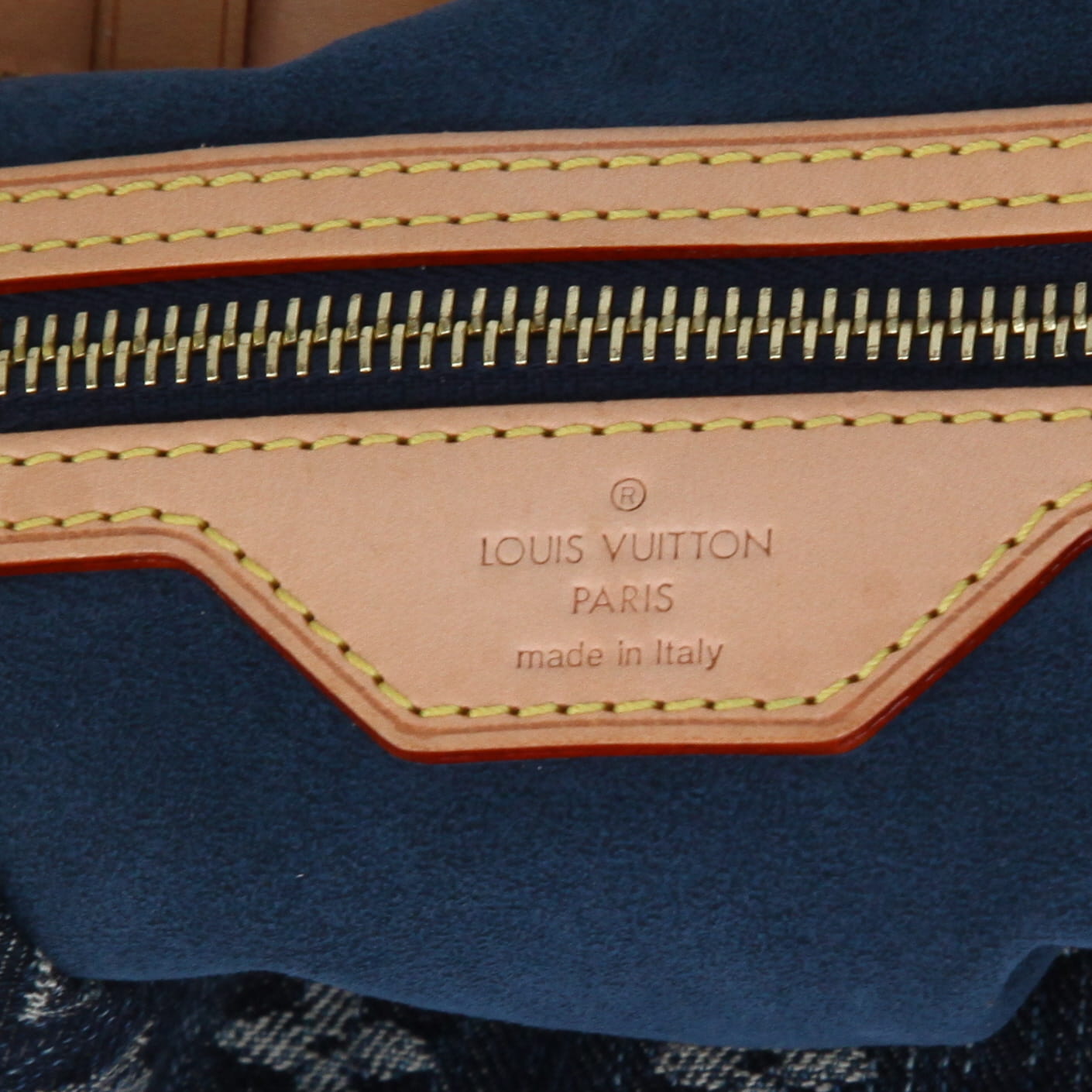 Louis Vuitton   shopping bag  monogram denim canvas  and natural leather - Detail D2