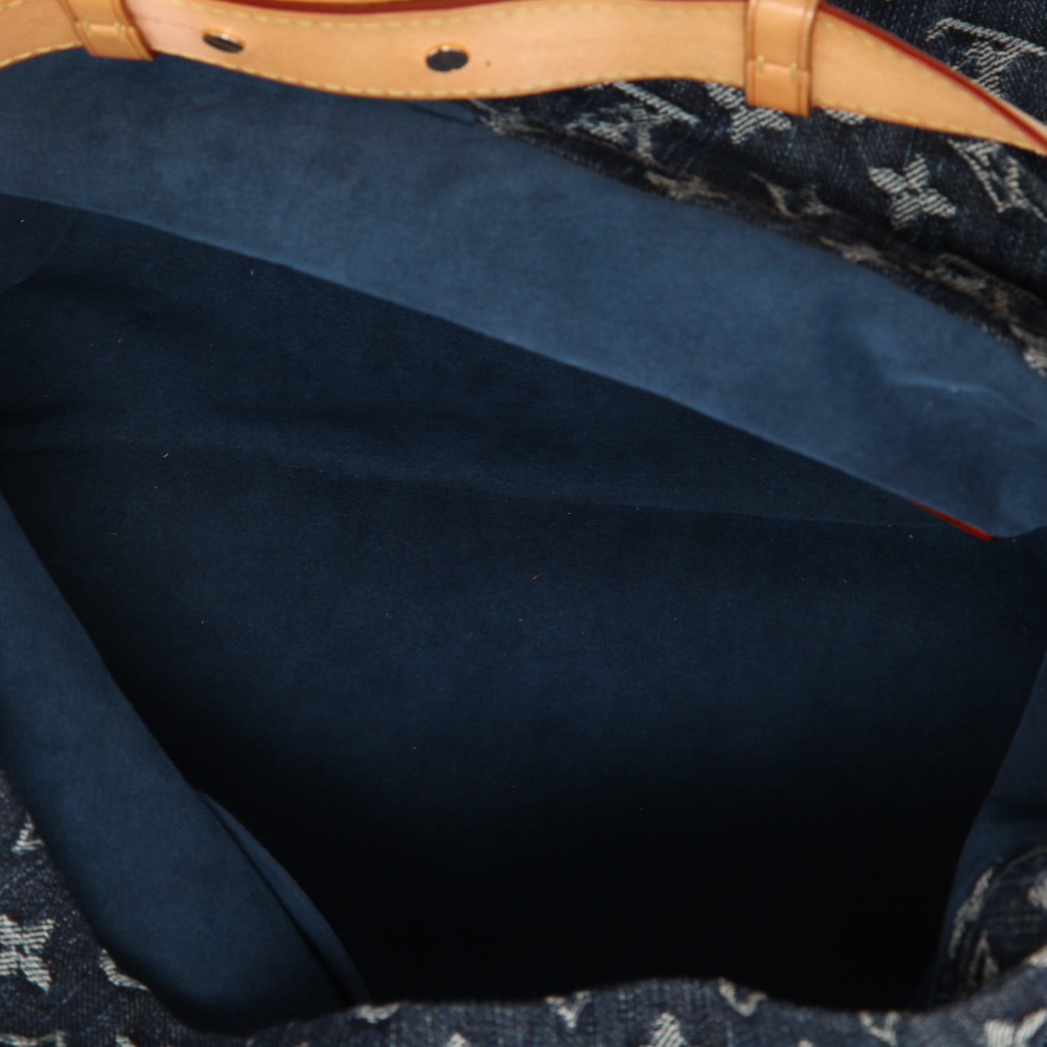 Louis Vuitton   shopping bag  monogram denim canvas  and natural leather - Detail D3