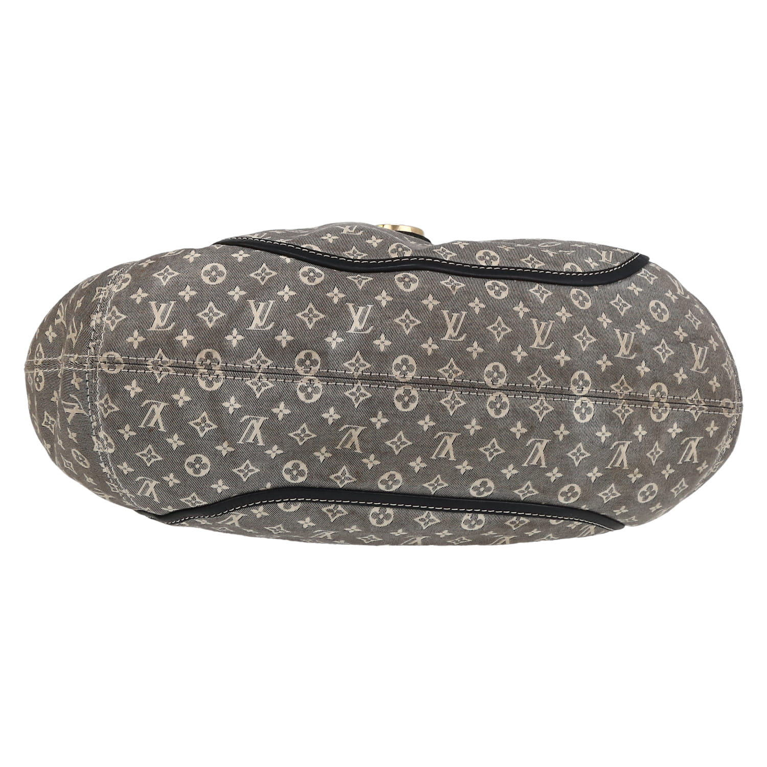 Sac cabas Louis Vuitton  Romance en toile monogram Idylle grise et bleue et cuir bleu - Detail D1