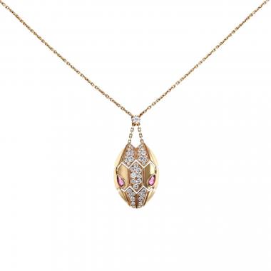 Bulgari Serpenti necklace in pink gold, tourmaline and diamonds