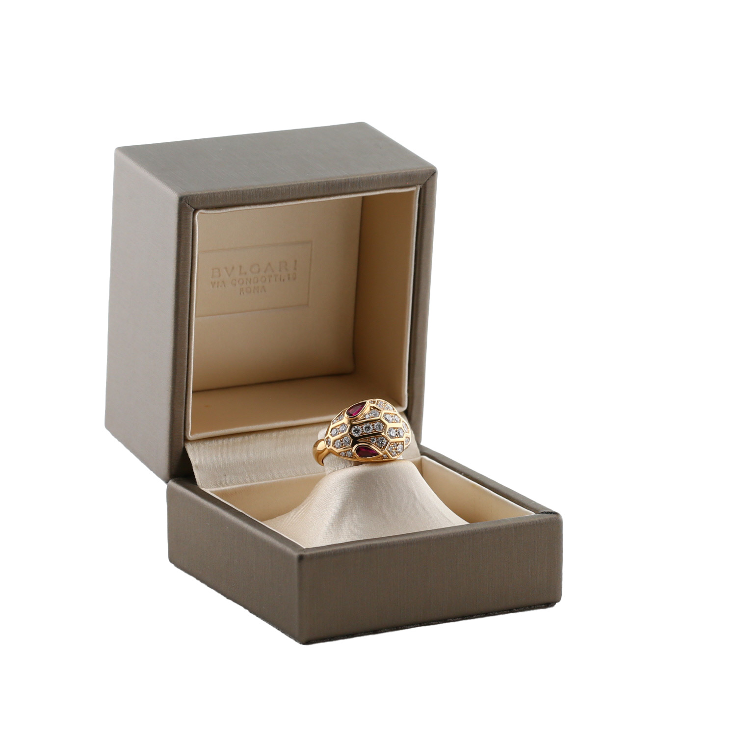 Bulgari Serpenti ring in pink gold, diamonds and rubellite - Detail D2