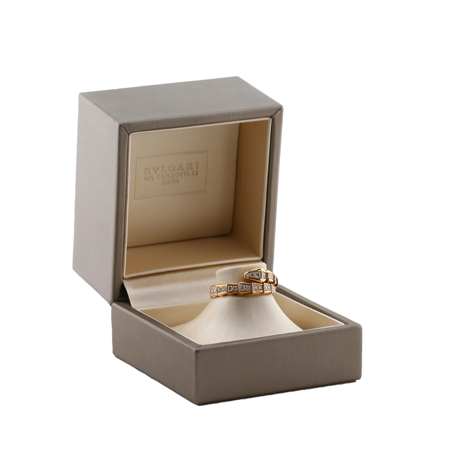 Bague Bulgari Serpenti Viper en or rose et diamants - Detail D2