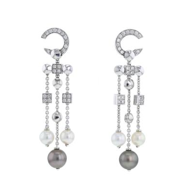 Pendientes Bulgari Lucéa de oro blanco, diamantes y perlas cultivadas