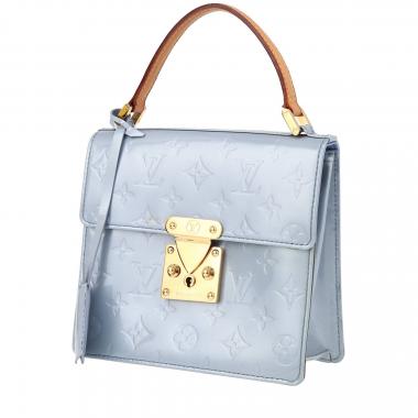 Borsa Louis Vuitton   in pelle verniciata blu e pelle naturale