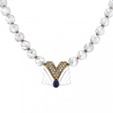Collier Boucheron  en or jaune, cristal de roche et diamants