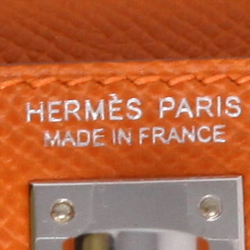 Bolso de mano Hermès  Kelly 20 cm en cuero epsom naranja - Detail D2