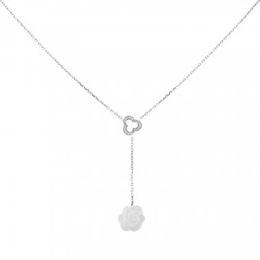 Chanel Camelia necklace in white gold, chalcedony and diamonds