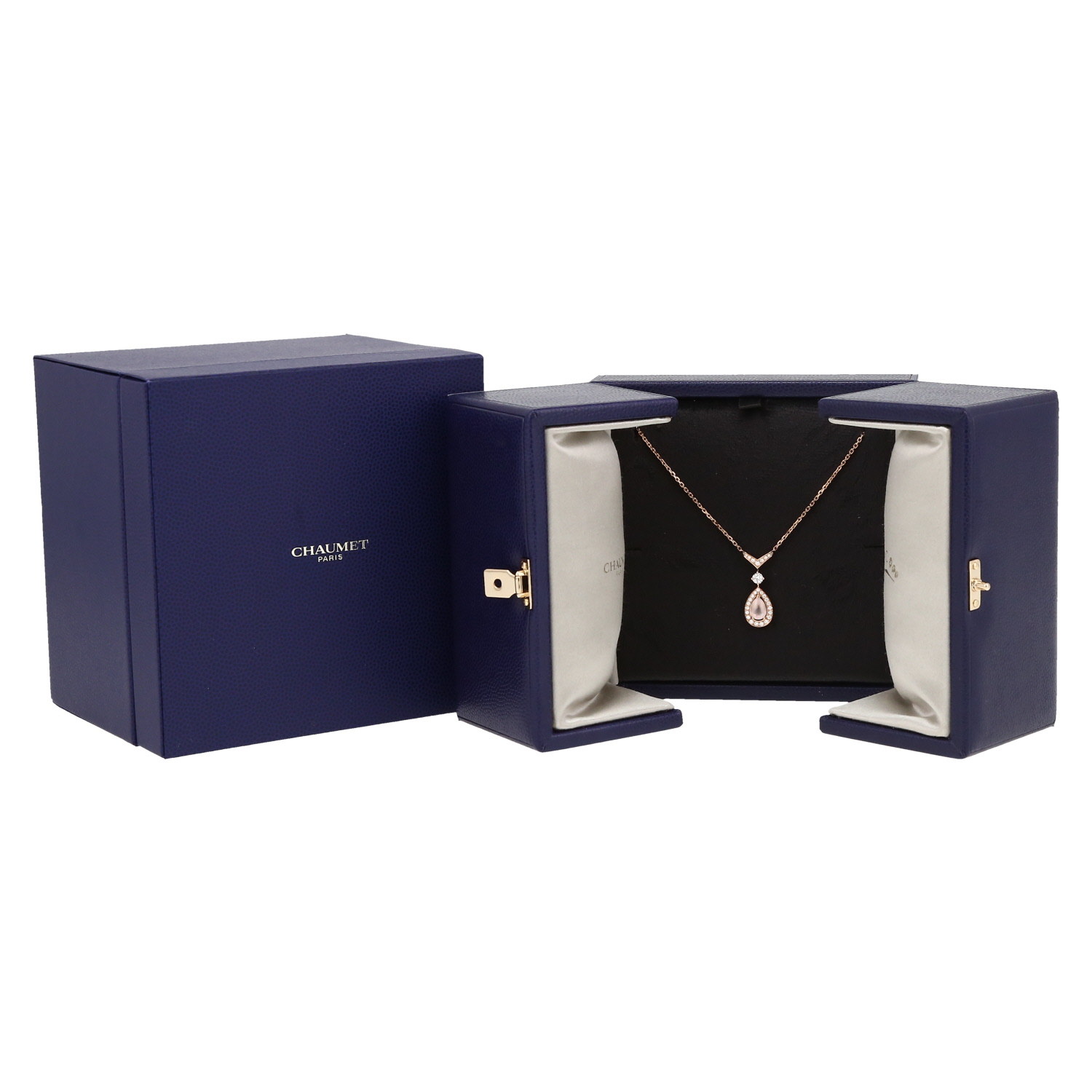 Chaumet Joséphine Aigrette necklace in pink gold, diamonds and quartz - Detail D2