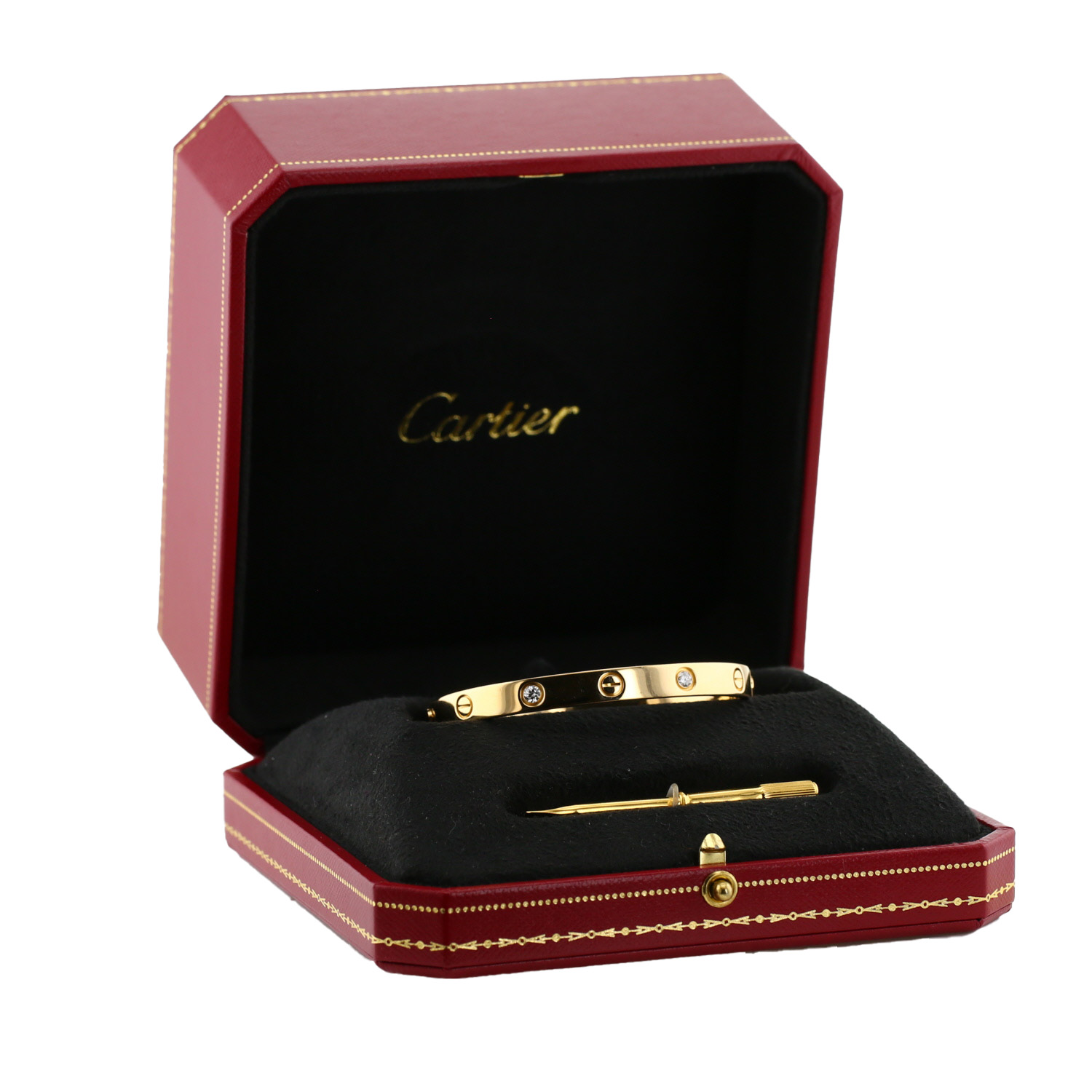 Bracelet Cartier Love 4 diamants en or jaune et diamants - Detail D2