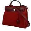 Hermès  Herbag bag worn on the shoulder or carried in the hand  in red canvas  and red leather - 00pp thumbnail