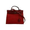Sac porté épaule ou main Hermès  Herbag en toile rouge et cuir rouge - 360 thumbnail