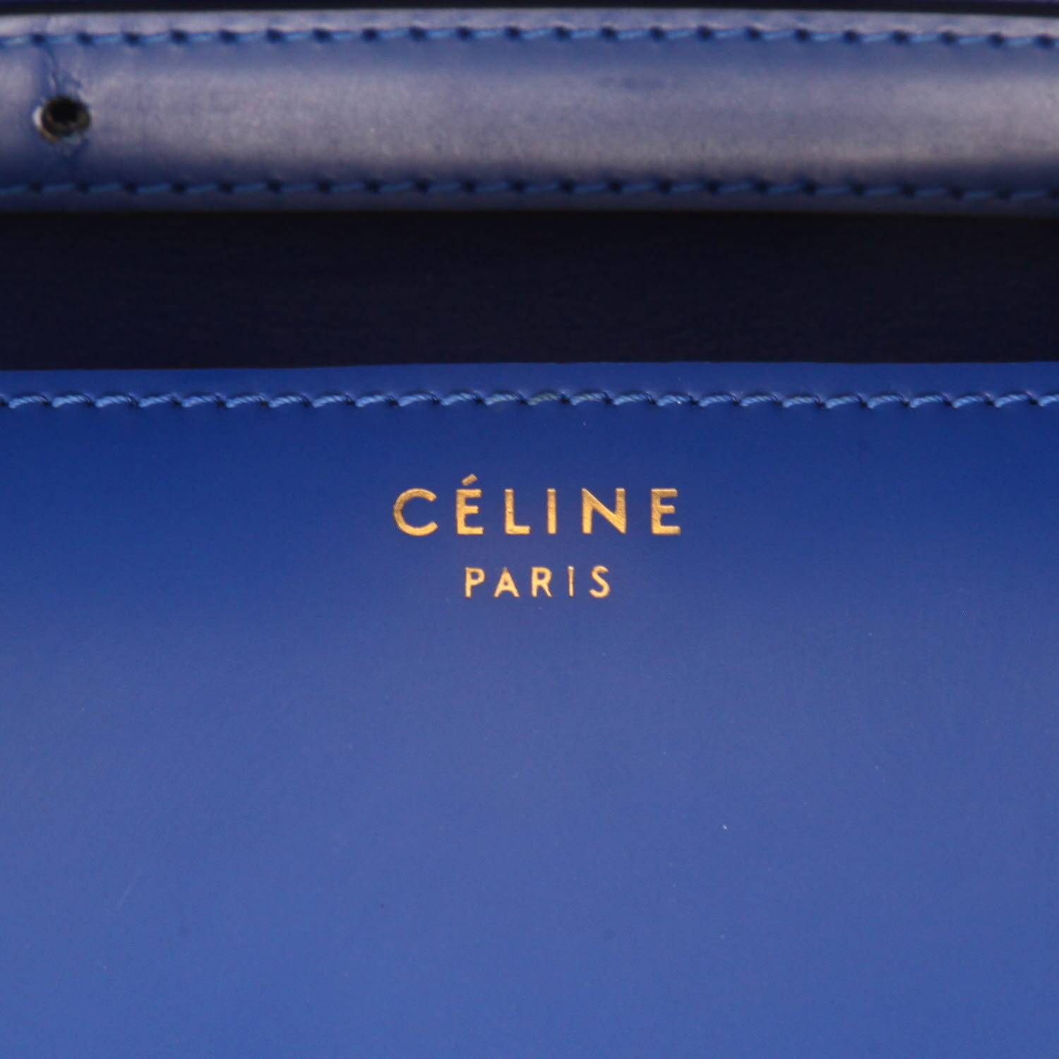 Celine  Classic Box Medium shoulder bag  in blue box leather - Detail D2