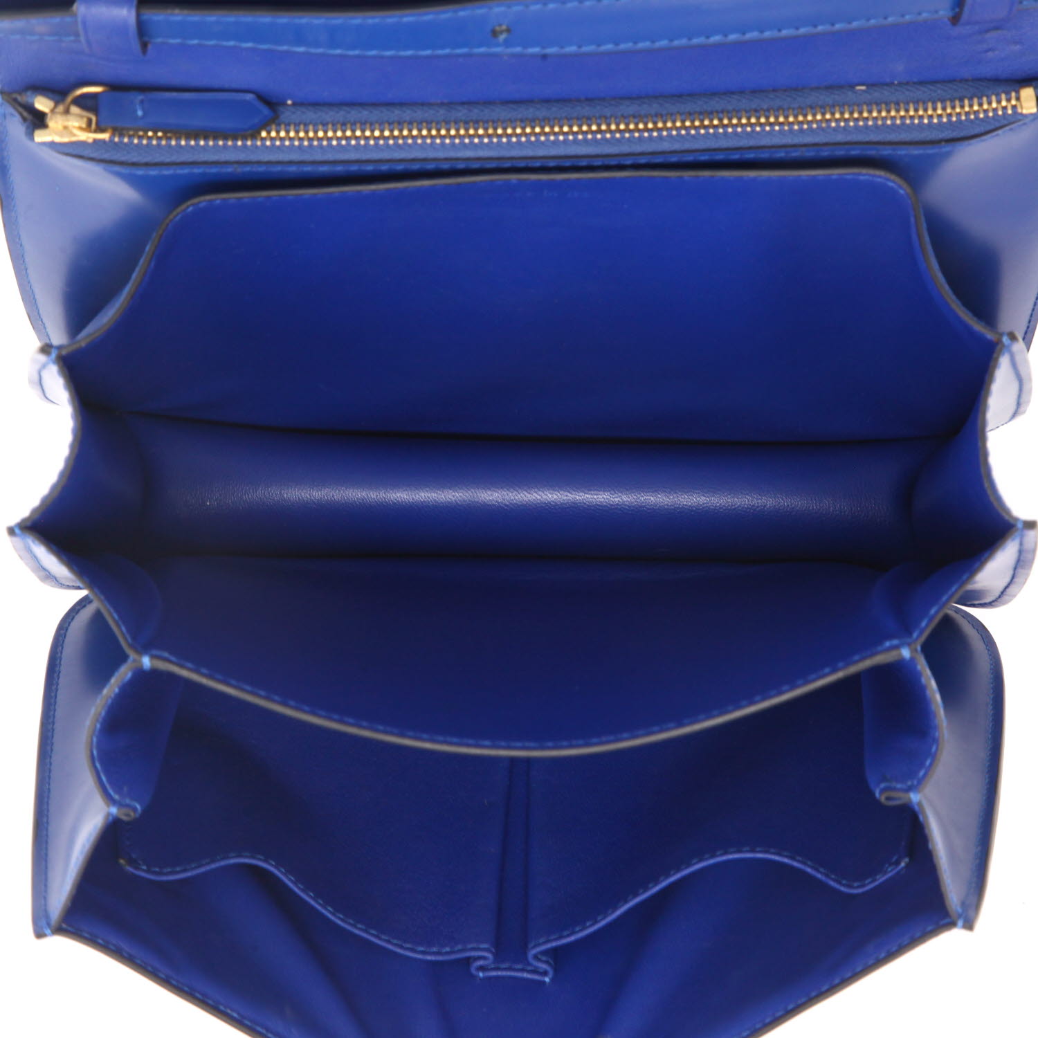 Celine  Classic Box Medium shoulder bag  in blue box leather - Detail D3
