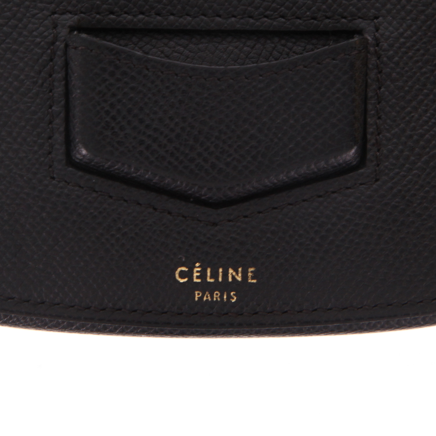 Sac bandoulière Celine  Trotteur en cuir grainé noir - Detail D2
