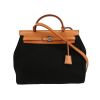 Sac à main Hermès  Herbag en toile noire et cuir naturel - 360 thumbnail