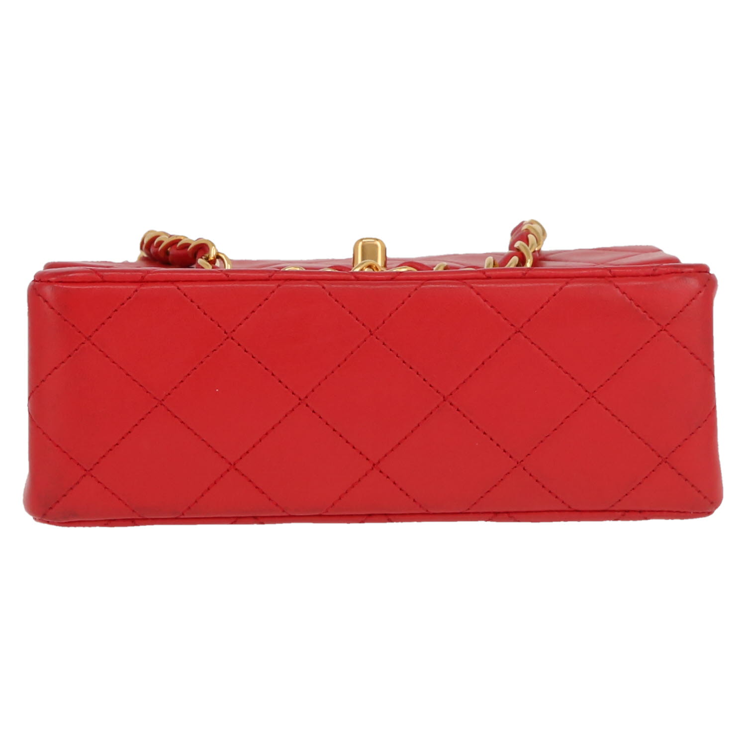 Bolso de mano Chanel  Mini Carré en cuero acolchado rojo - Detail D1