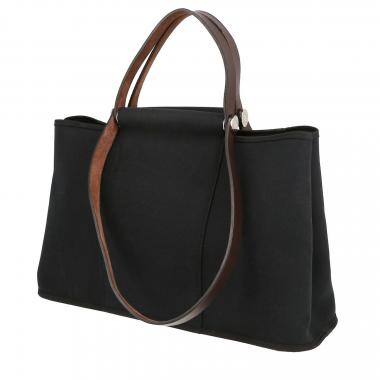 Bolso Cabás Hermès  Cabag en lona negra y cuero marrón
