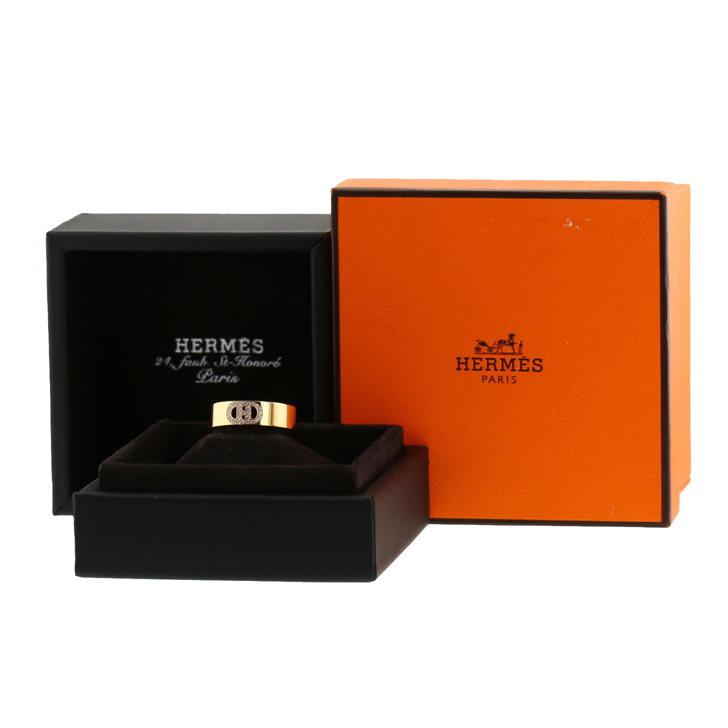 Hermès H d'Ancre ring in pink gold and diamond - Detail D3