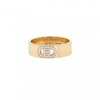 Anello Hermès H d'Ancre in oro rosa e diamante