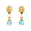 Vintage  earrings for non pierced ears in yellow gold, pearls and topaz - 00pp thumbnail