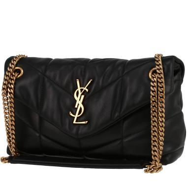 Sac bandoulière Saint Laurent  Puffer petit modèle  en cuir noir