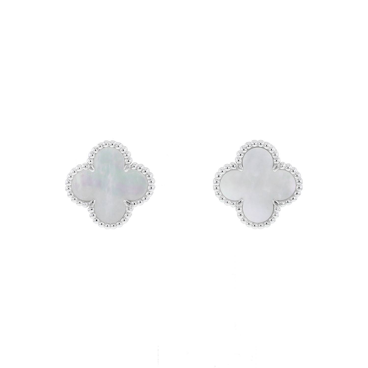Boucles d'oreilles pendantes vintage des années 1970 en nacre - France
