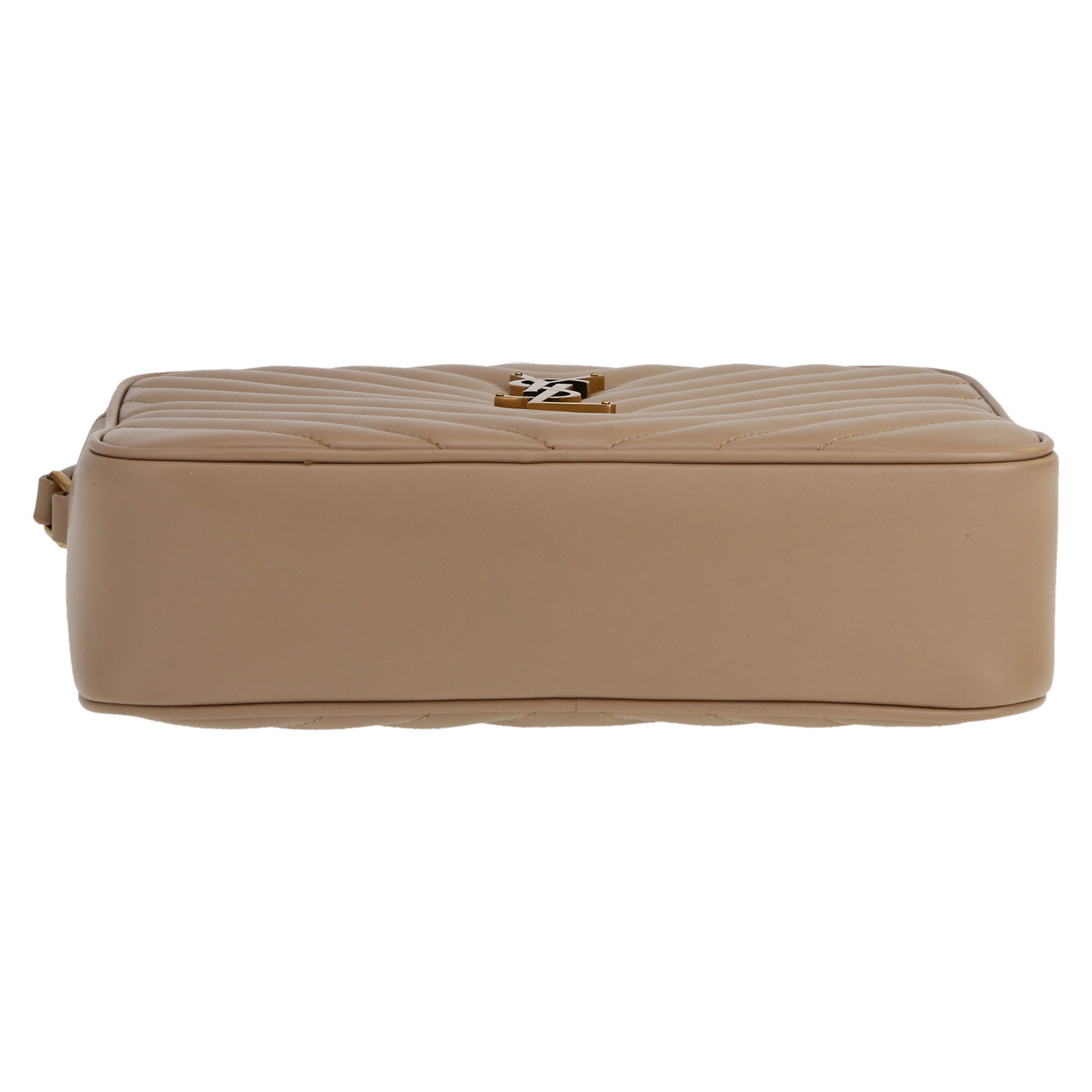 Borsa a tracolla Saint Laurent  Lou Sac Caméra in pelle trapuntata beige - Detail D1