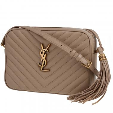 Borsa a tracolla Saint Laurent  Lou Sac Caméra in pelle trapuntata beige