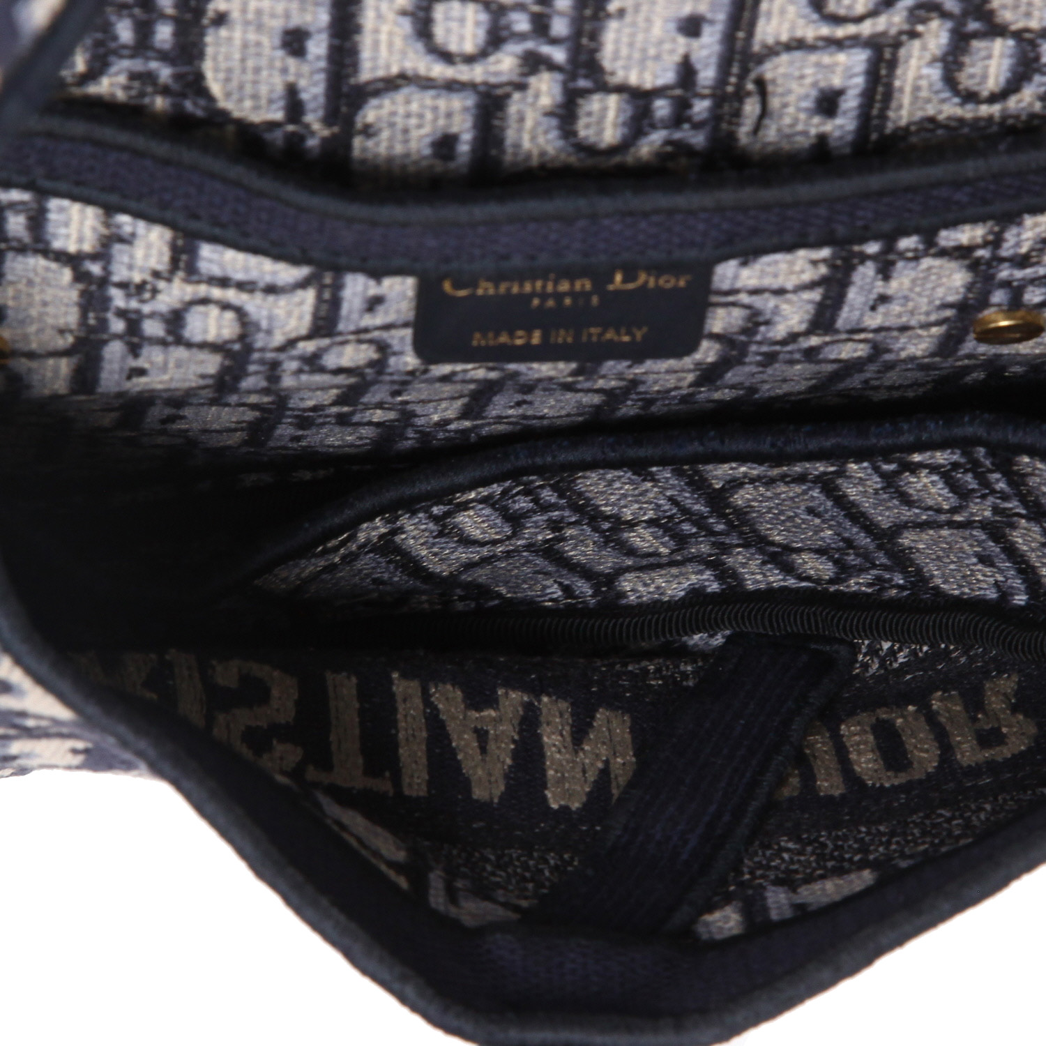 Bolso de mano Dior  Saddle en lona Monogram Oblique azul marino - Detail D3