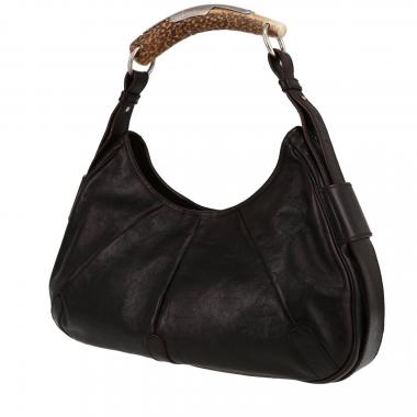 Yves Saint Laurent Iconic Taupe Suede Medium Hobo Bag with Horn