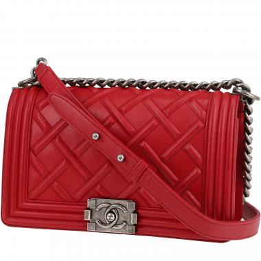 Sac bandoulière Chanel  Boy en cuir rouge