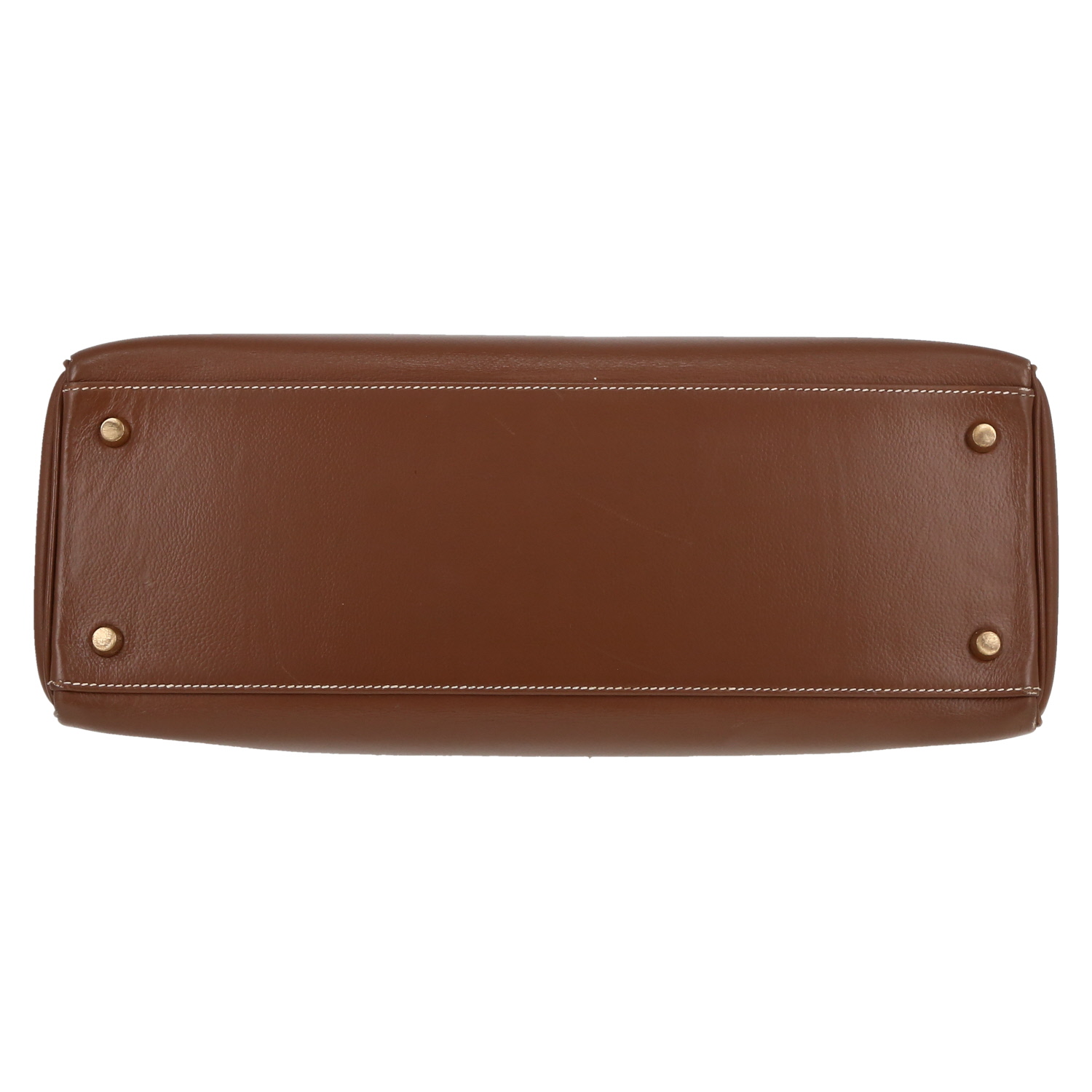 Borsa Hermès  Kelly 35 cm in vitello ingrassato marrone - Detail D1