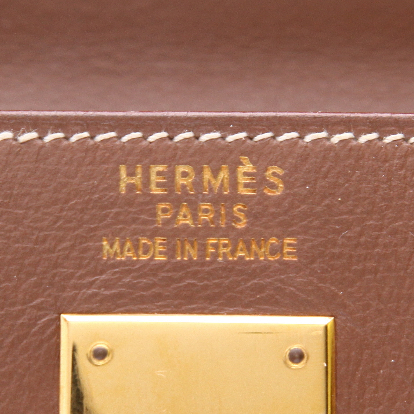 Borsa Hermès  Kelly 35 cm in vitello ingrassato marrone - Detail D2
