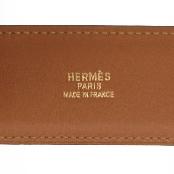Cinturón Hermès  Médor en cuero epsom color oro - Detail D2