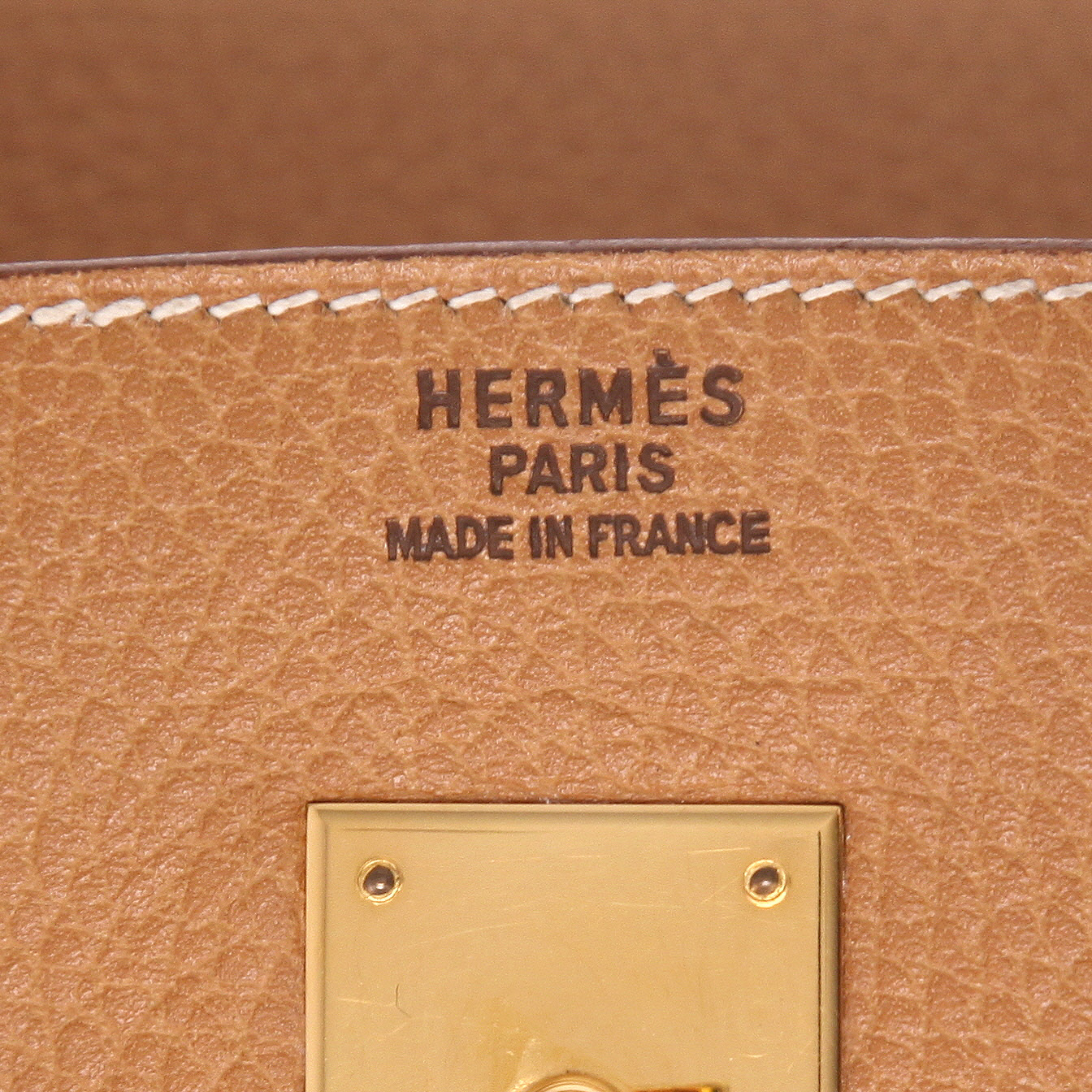 Hermès  Birkin 40 cm handbag  in gold Fjord leather - Detail D2