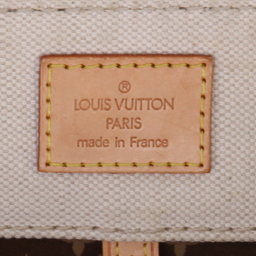 Sac cabas Louis Vuitton  Globe shopper en toile beige et bleue et cuir naturel - Detail D2