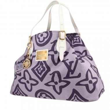 Bolso Cabás Louis Vuitton  Tahitienne en lona Monogram color lila y cuero blanco