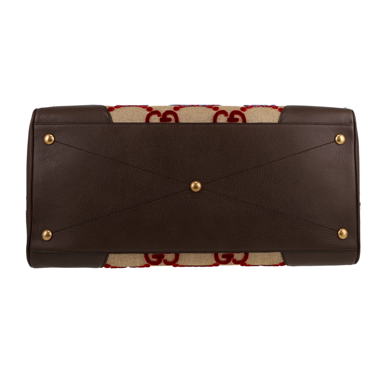 Borsa da viaggio Gucci   in tela "sûpreme GG" beige e multicolore e pelle marrone - Detail D1