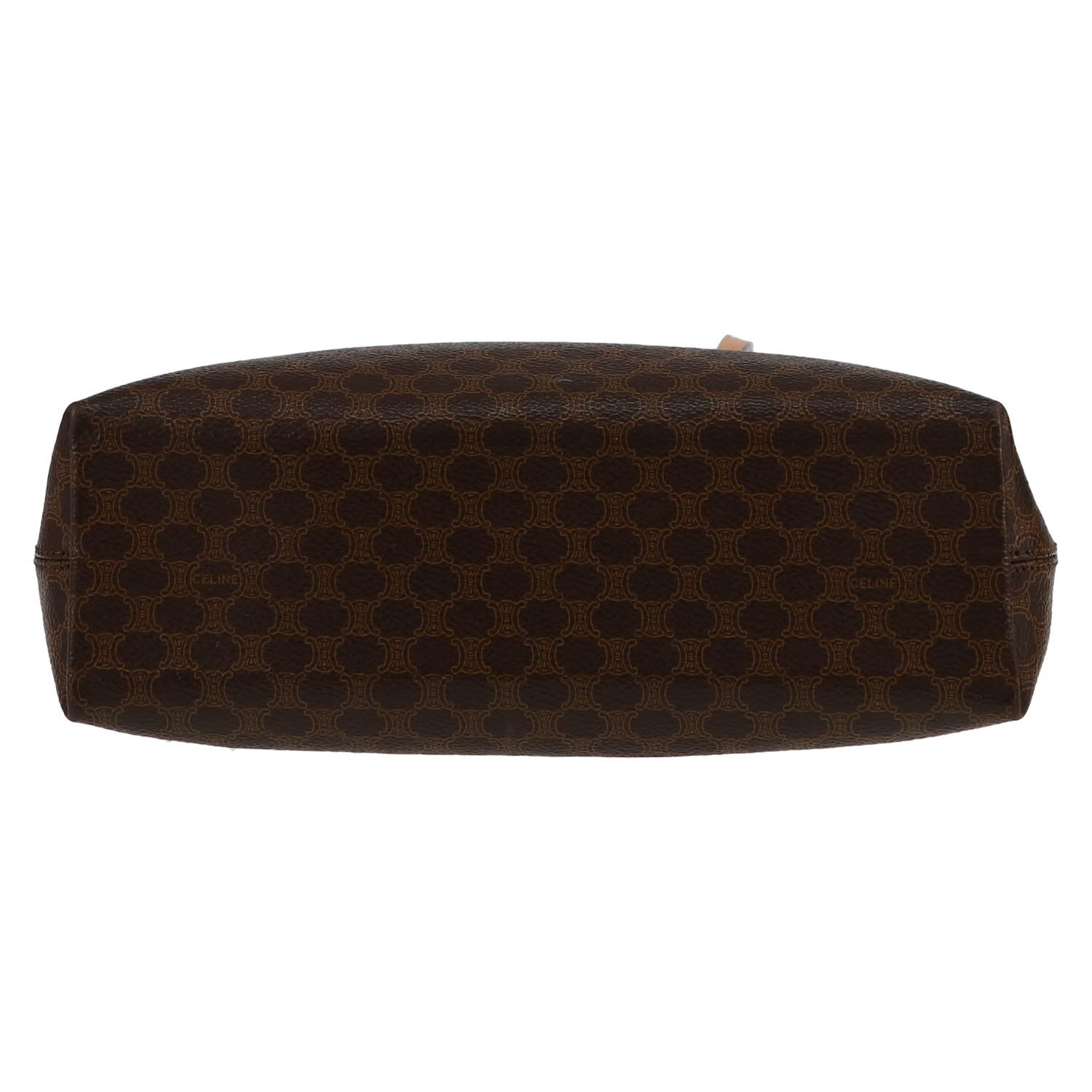 Sac cabas Celine  Vertical en toile siglée marron et cuir naturel - Detail D1