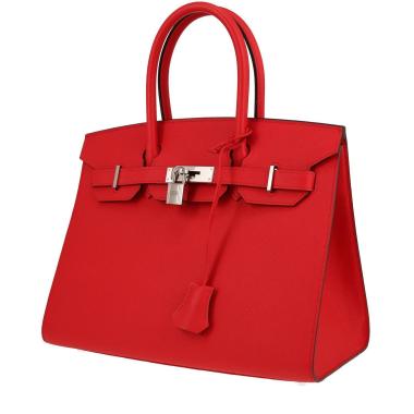 Bolso de mano Hermès  Birkin 30 cm en cuero epsom rojo granate