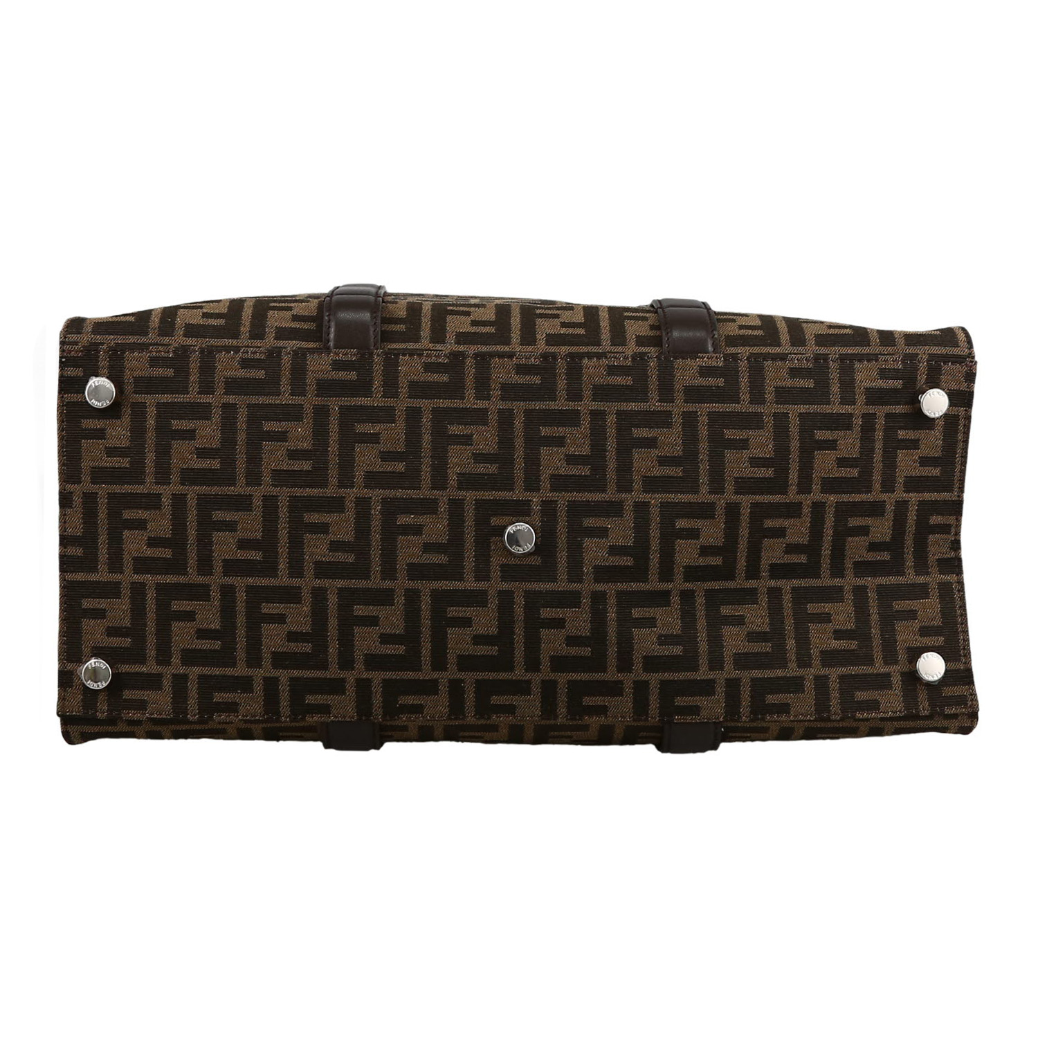 Fendi  Shopping Logo shopping bag  in brown and black bicolor  logo canvas  and black leather - Detail D1